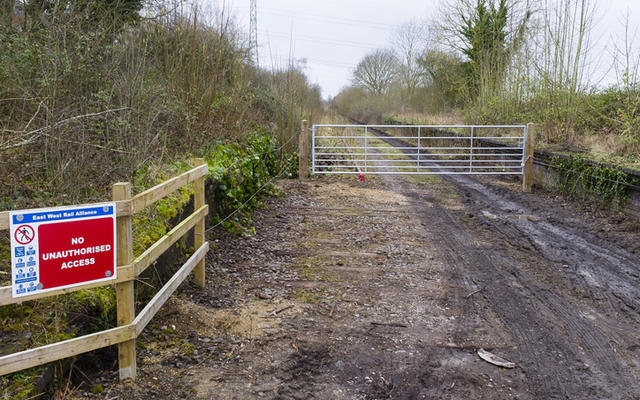 East West Rail railway line at Verney Junction, Buckinghamshire - stock photo Winslow, UK - February 22, 2020. Verney Junction, construction site on the route of new railway line East West Rail between Oxford and Bedford