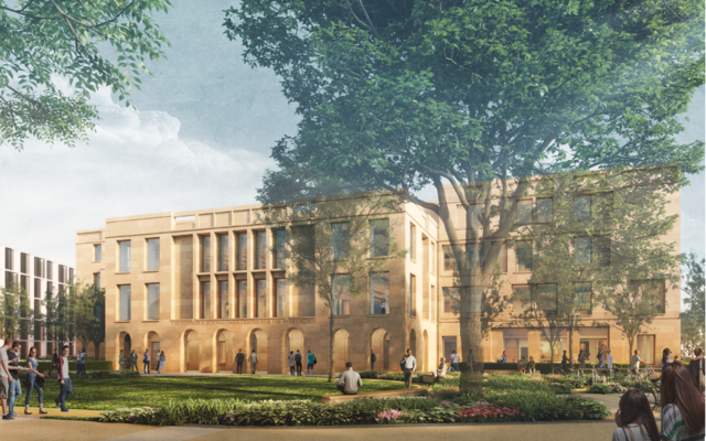 A render of the external facade of the Stephen A. Schwarzman Centre for the Humanities