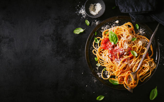 Image of a bowl of garnished pasta 