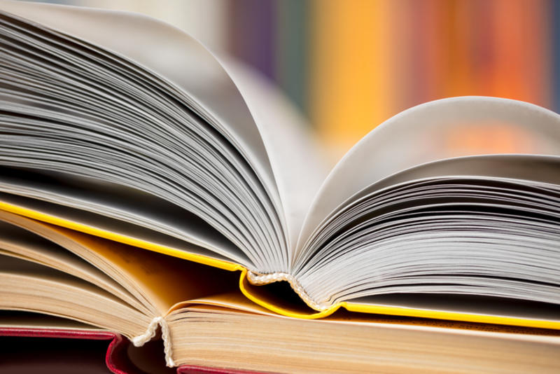 Two books viewed as the pages fan out