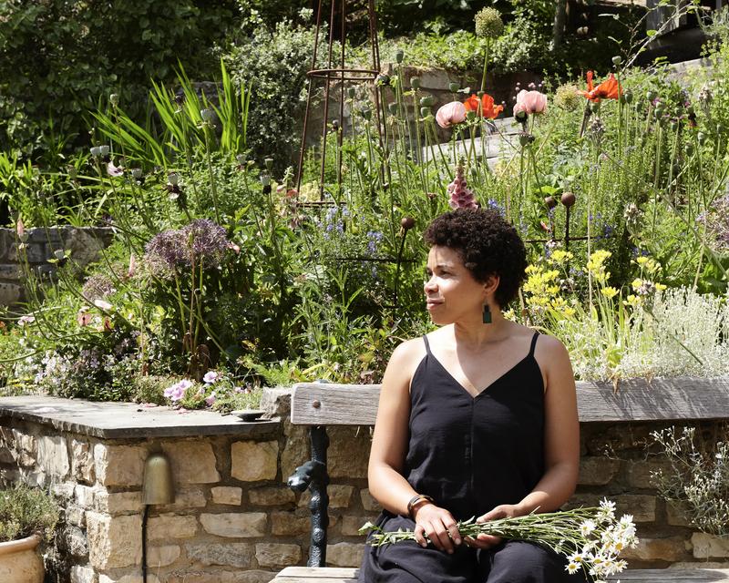 Marchelle Farrell in her garden