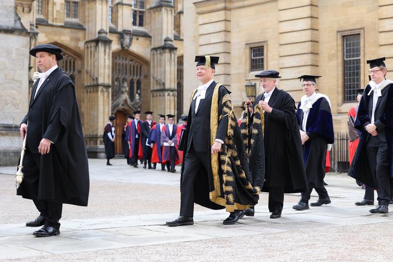 The Chancellor leads the procession from the Sheldonian Theatre for the Special Honorary Degree Ceremony held on 24 February 2026