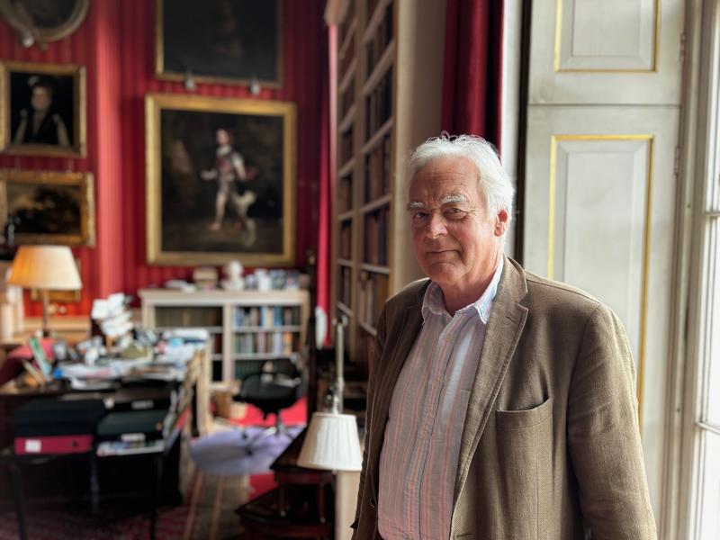 Full portrait of Max Egremont at home in Petworth, West Sussex