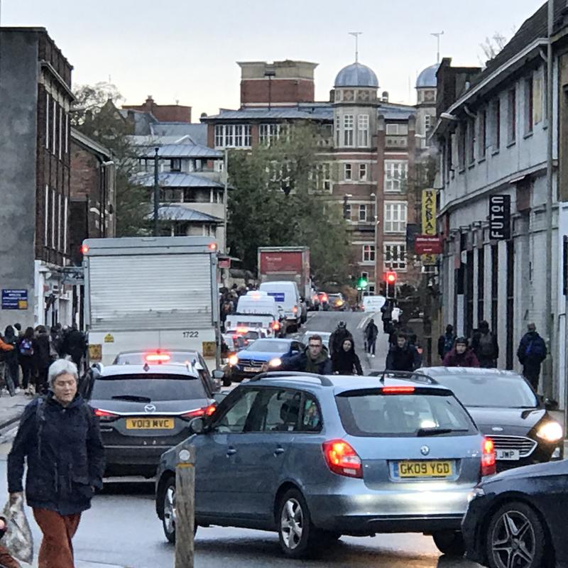 Traffic congestion on Hythe Bridge Street in Oxford
