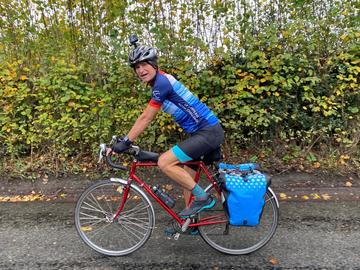 Christian Brand on his bicycle ride to London from Oxford on Sunday October 30, 2022