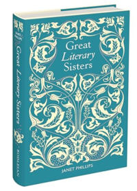 Book cover for 'Great Literary Sisters', showing an elaborate white pattern against a turquoise backdrop
